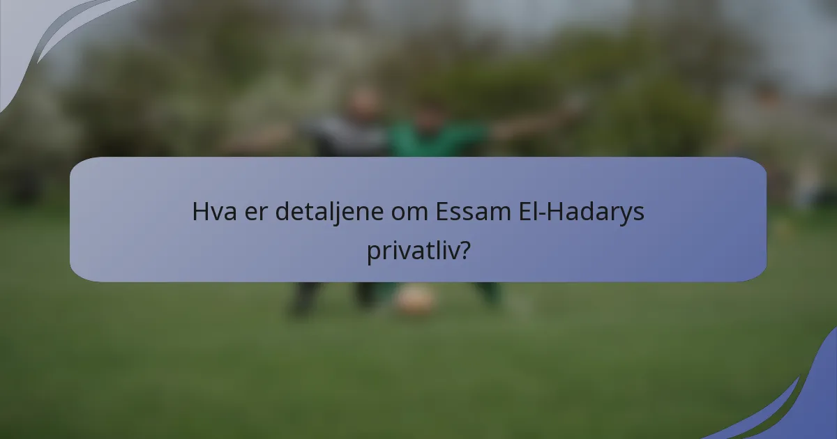 Hva er detaljene om Essam El-Hadarys privatliv?
