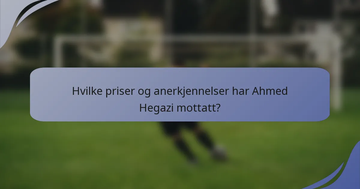 Hvilke priser og anerkjennelser har Ahmed Hegazi mottatt?