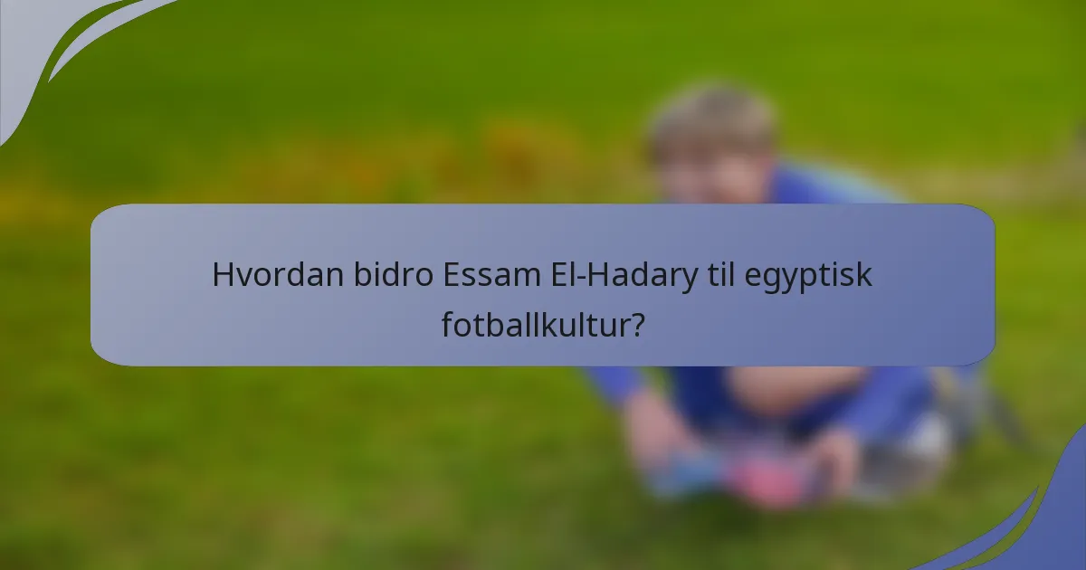 Hvordan bidro Essam El-Hadary til egyptisk fotballkultur?