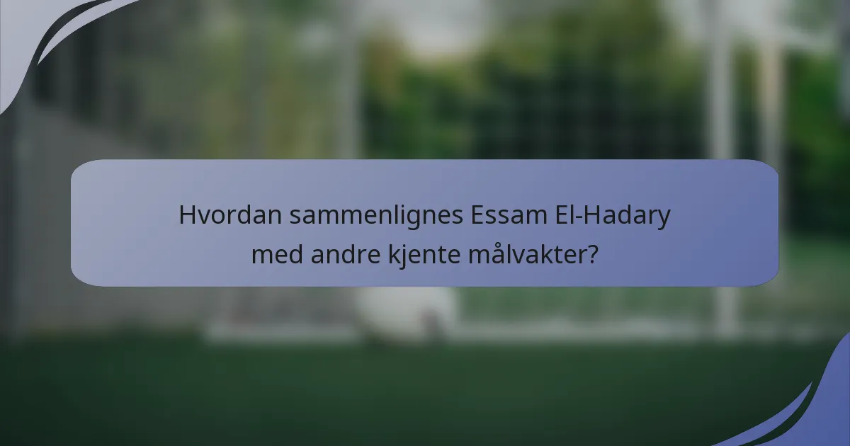Hvordan sammenlignes Essam El-Hadary med andre kjente målvakter?